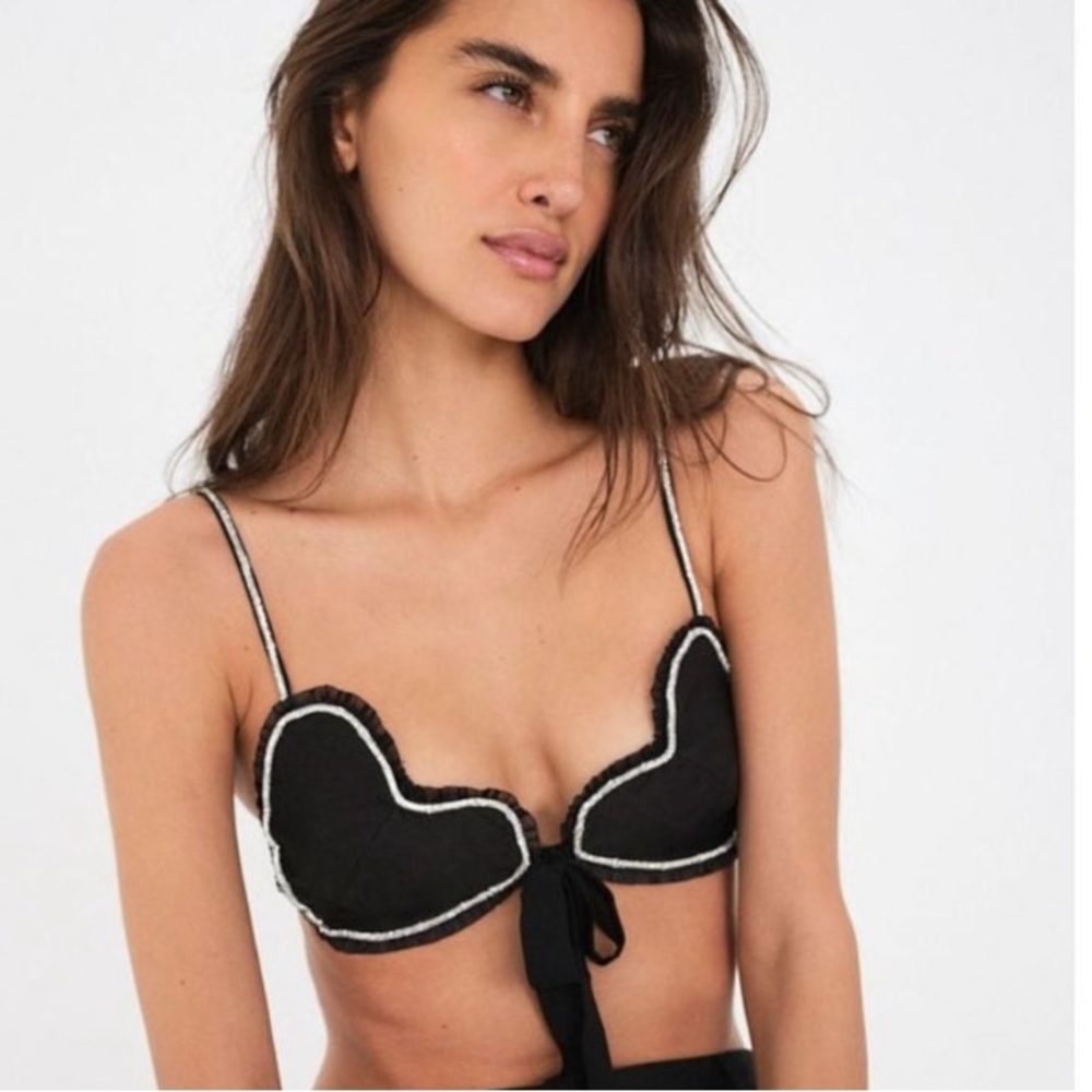 For Love and Lemons Cora Bra Top Rhinestone Heart Shaped new with tags